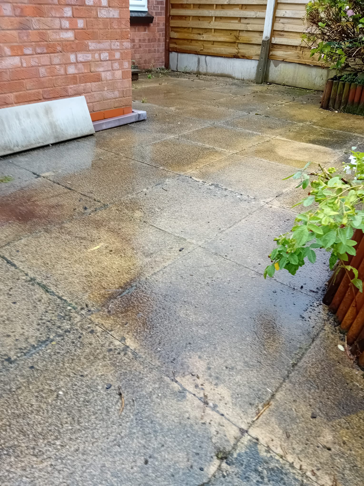 Before pressure washing of patio